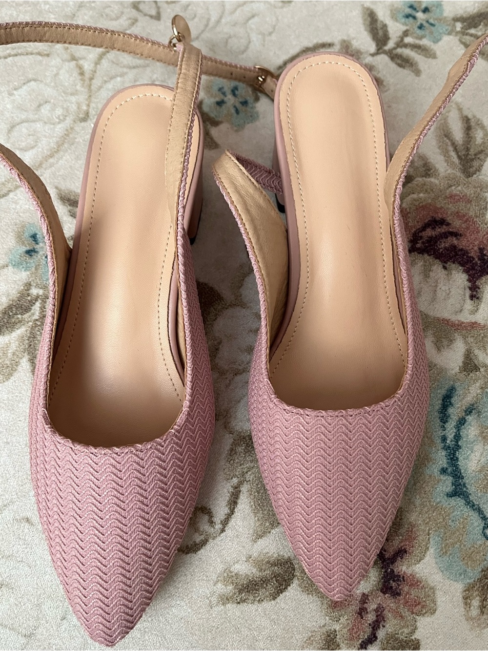 Women's Pink Slingback Pointed-Toe Heels - Picture 2 of 5